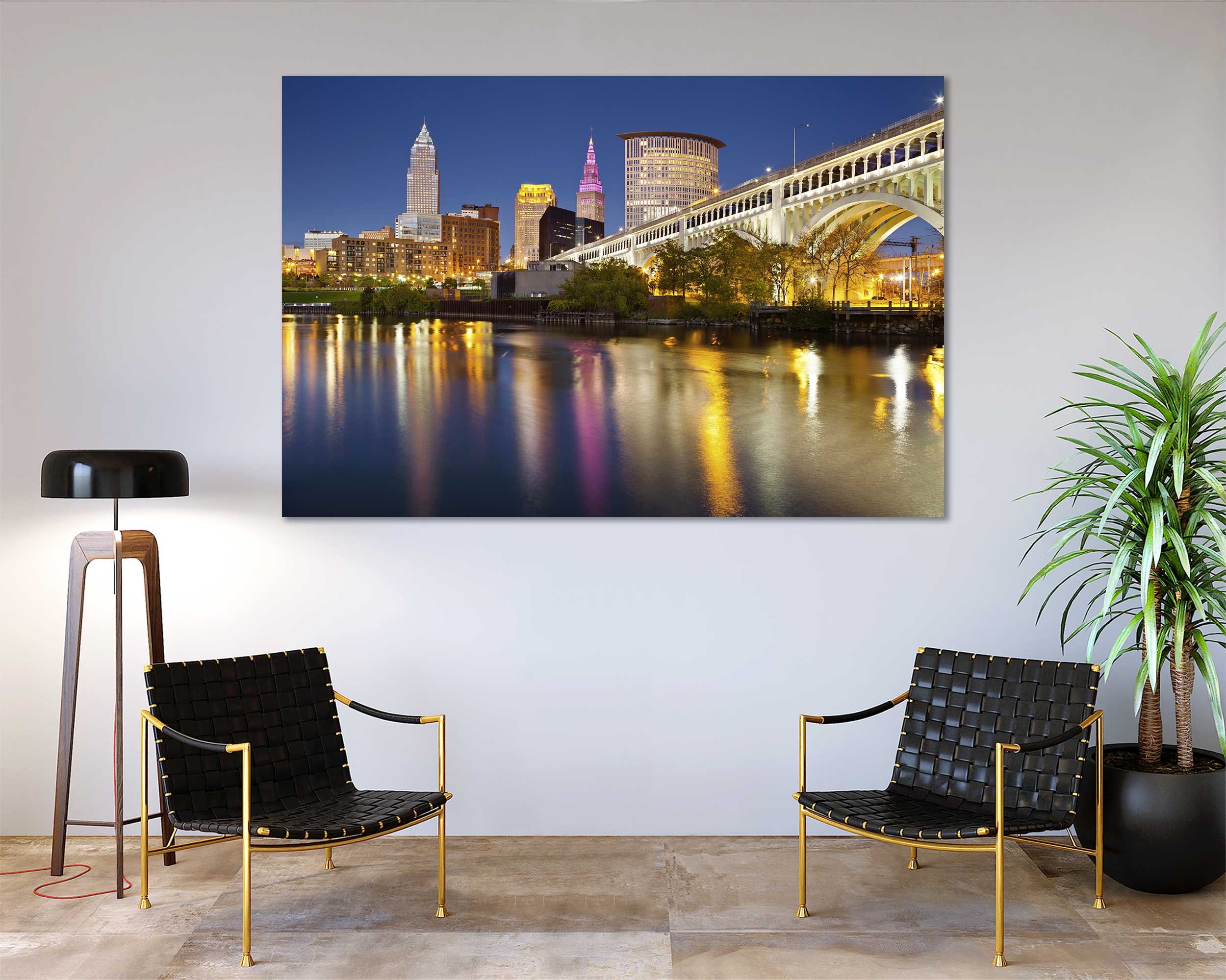 Cleveland Skyline Art Cleveland Wall Decor Cleveland Painting Etsy