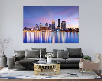 Louisville Skyline Canvas Print – Kentucky Cityscape Photography at Sunset