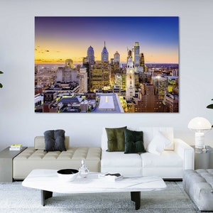 Philadelphia Skyline at Sunset – Elegant Cityscape Wall Art | Pennsylvania Urban Decor | Modern Downtown Philly Photography Print