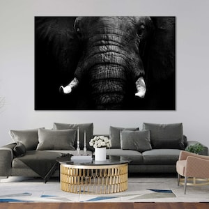 Black and White Elephant Photography Print – Wildlife Nature Wall Art | African Safari Poster, Majestic Animal Portrait Artwork