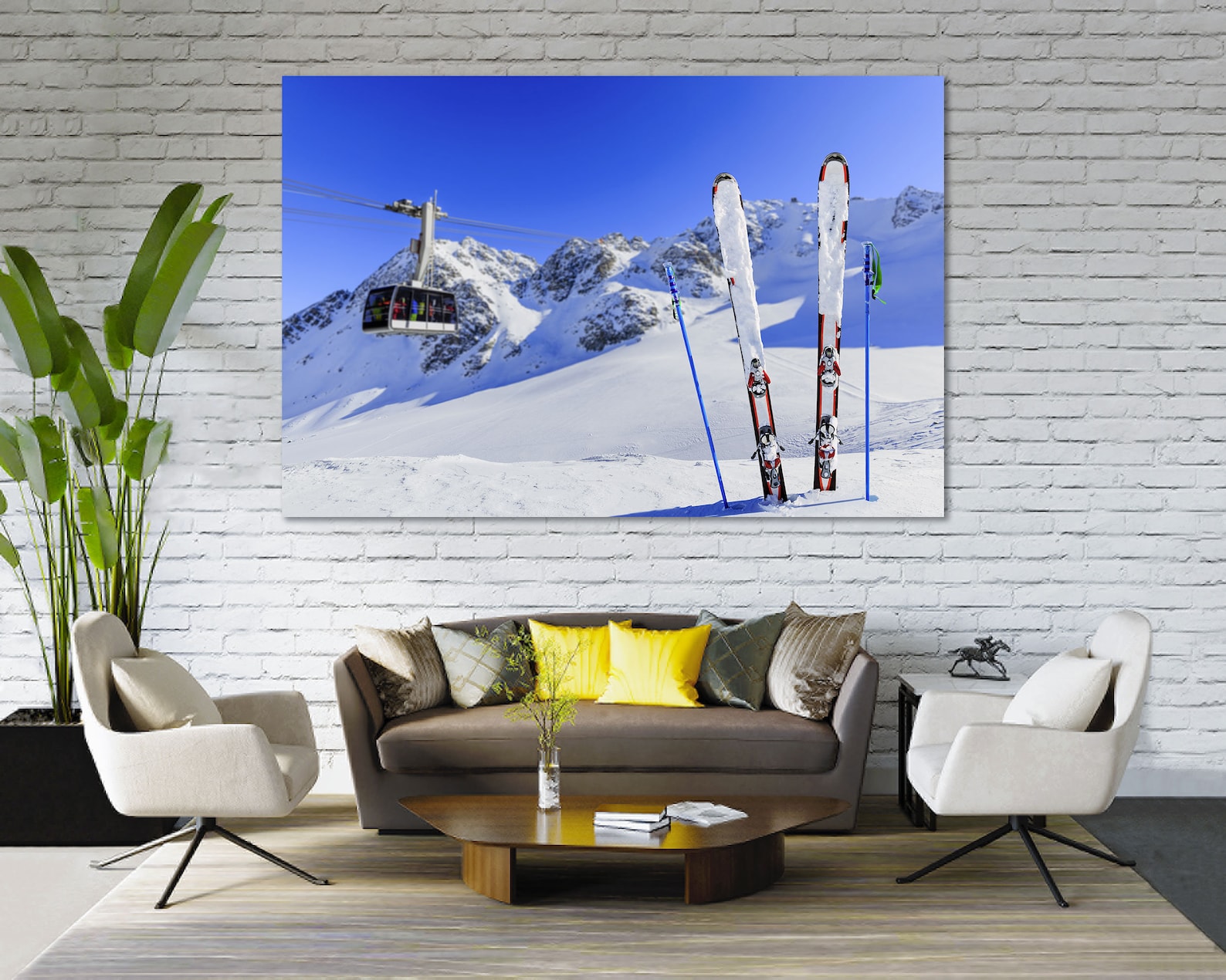 Ski and Mountains Original Wall Decor Ski Prints Art on Canvas Etsy UK