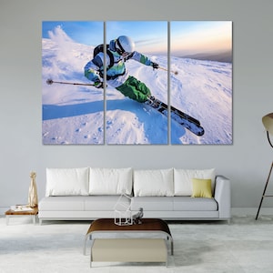 Skiing Wall Art – Extreme Winter Sports Photography Print | Alpine Ski Poster, Snow Mountain Action Shot Home Decor