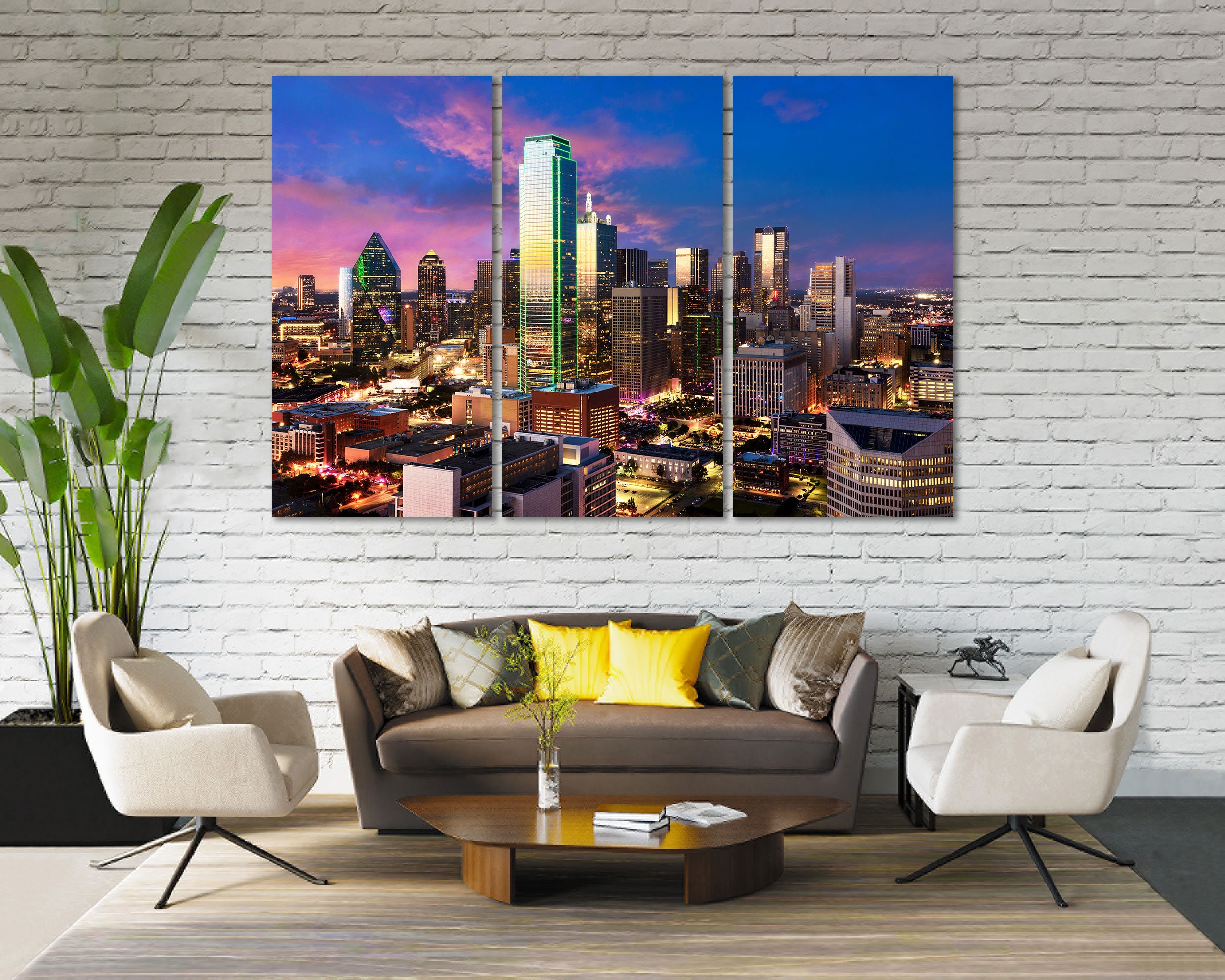 Night Dallas on Canvas Prints Dallas Downtown for Decor Large Etsy UK