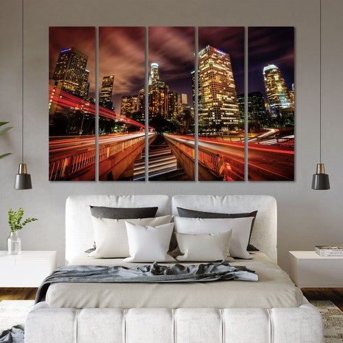 Street Lamps Wall Art Canvas Los Angeles Print California Etsy