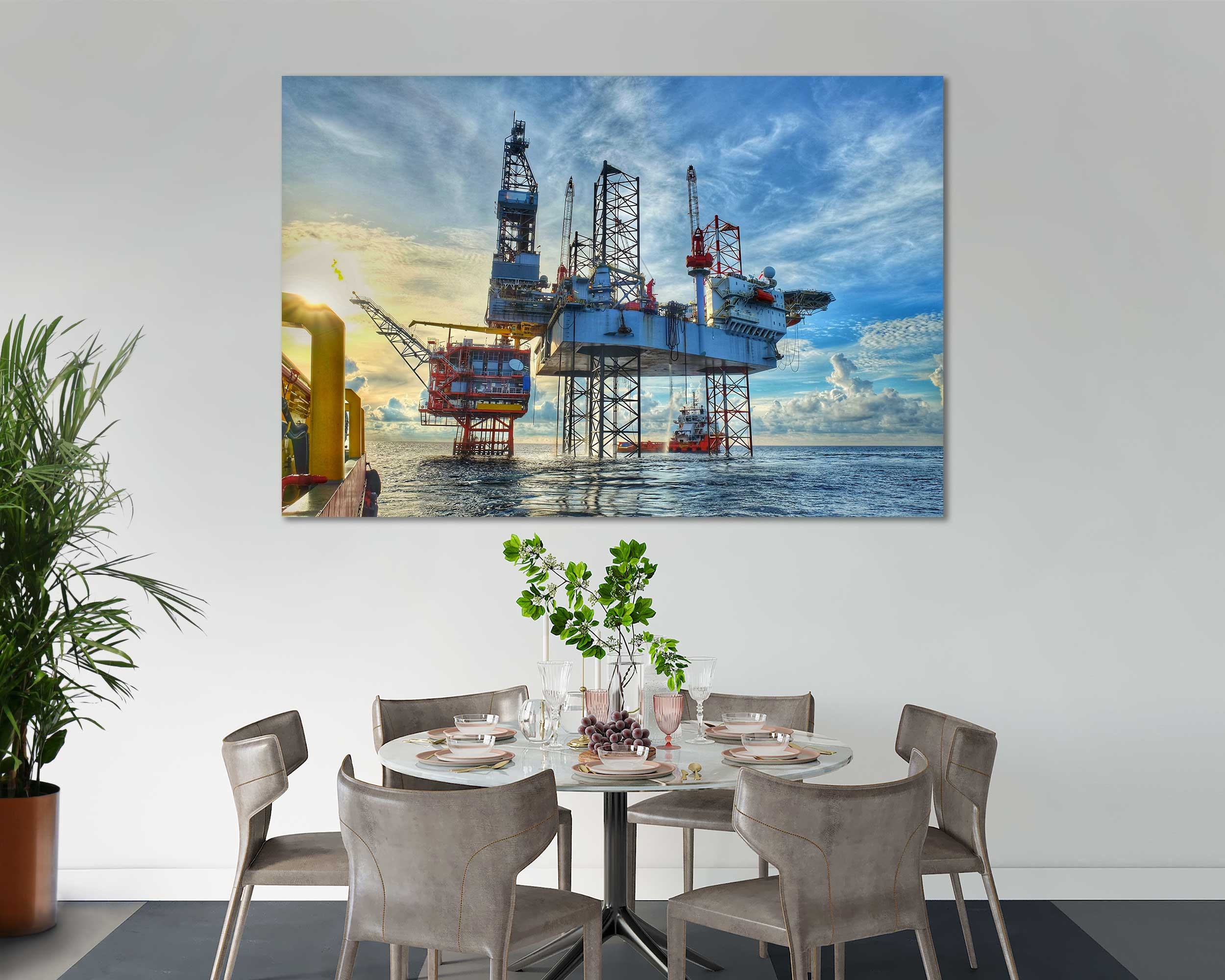 Oil Platform Large Wall Art Oil and Gas Industry Original Etsy