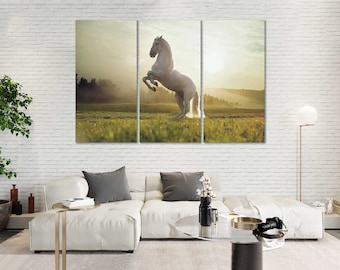 White Horse in Sunlight Impression Art sur toile White Horse Art moderne pour mur White Horse Large Decor Horse Stylish Pictures Home