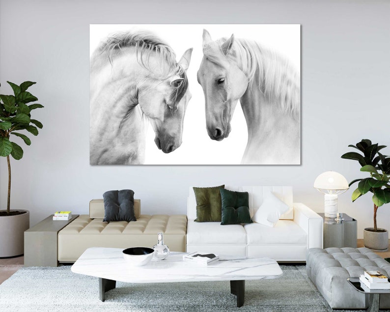 Black and White Horses Canvas Art Horses Canvas Print for Etsy