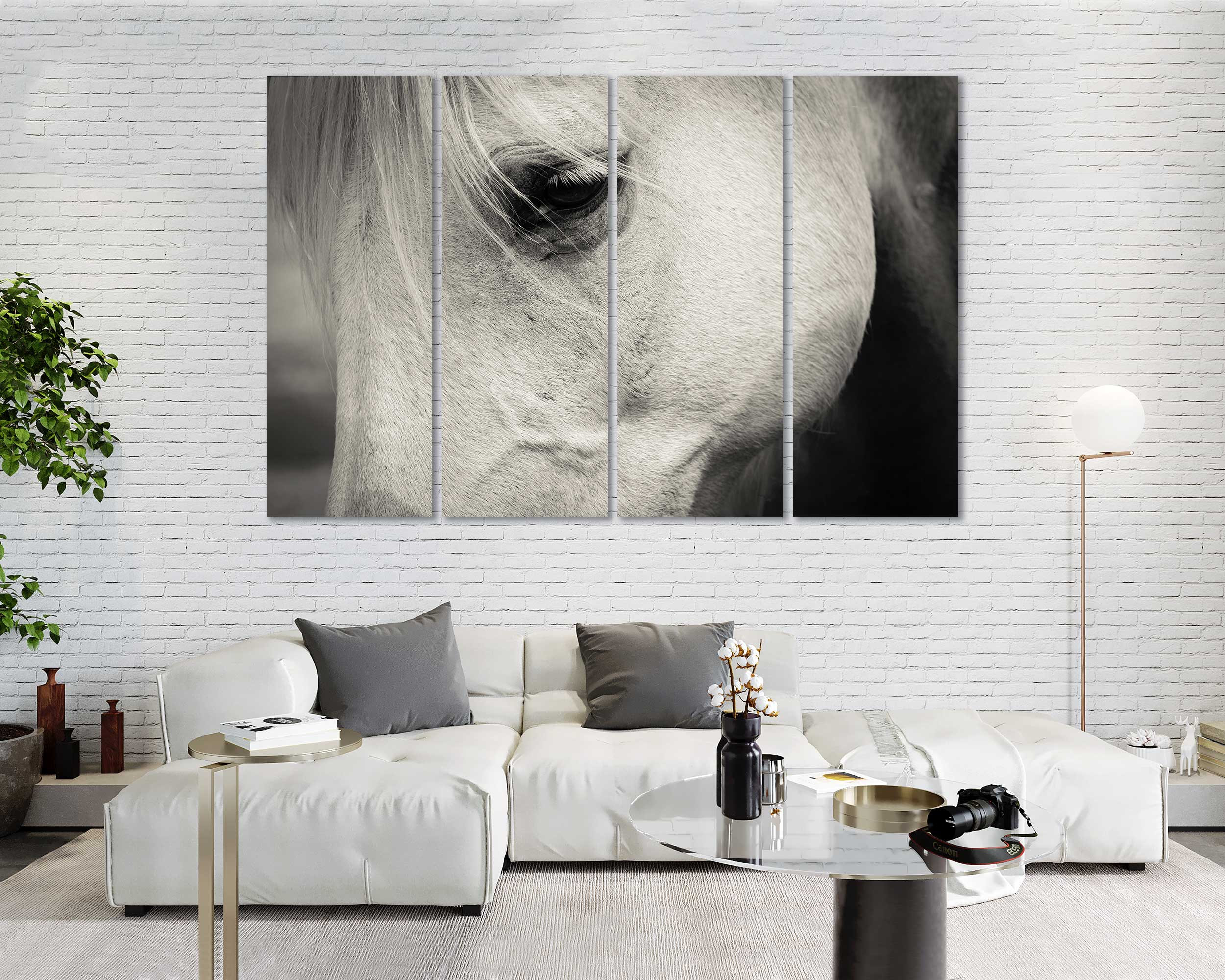Weißes Pferd Wand Dekor weißes Pferd Portrait Leinwand Druck | Etsy
