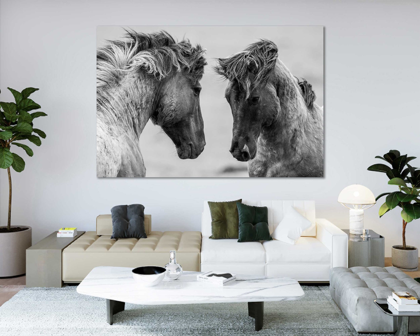 Horses Black and White Art Horses Canvas Print for Home Horse | Etsy