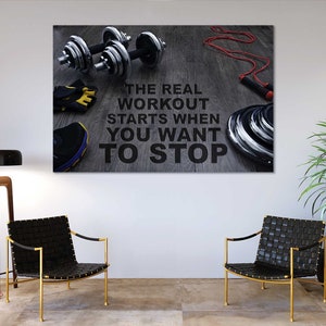 Workout Stylish Art Wall Athletic Canvas Wall Decor Dumbbells Painting Artwork Decor GYM Original Arts Decor Sport Trendy Wall Decor