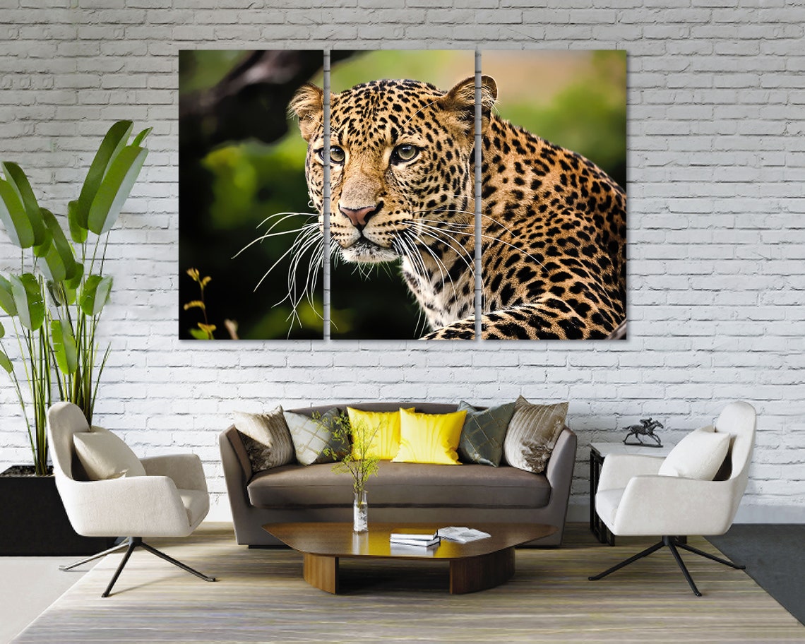 Leopard Beautiful Wall Art Leopard Printing on Canvas Leopard Etsy