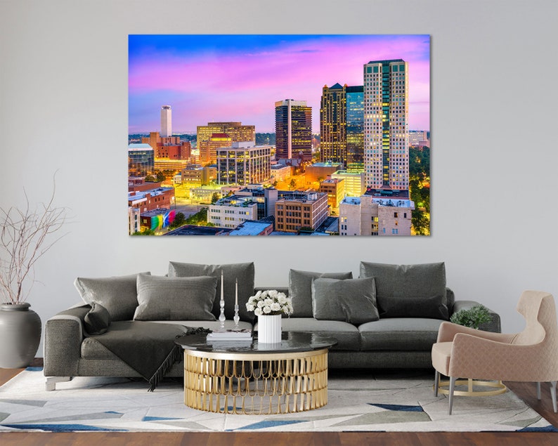 Birmingham Art for Big Wall Purpure Sky Over Night City Etsy
