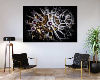 Mechanics Watch Movement Canvas Art Print, Modern Home Decor