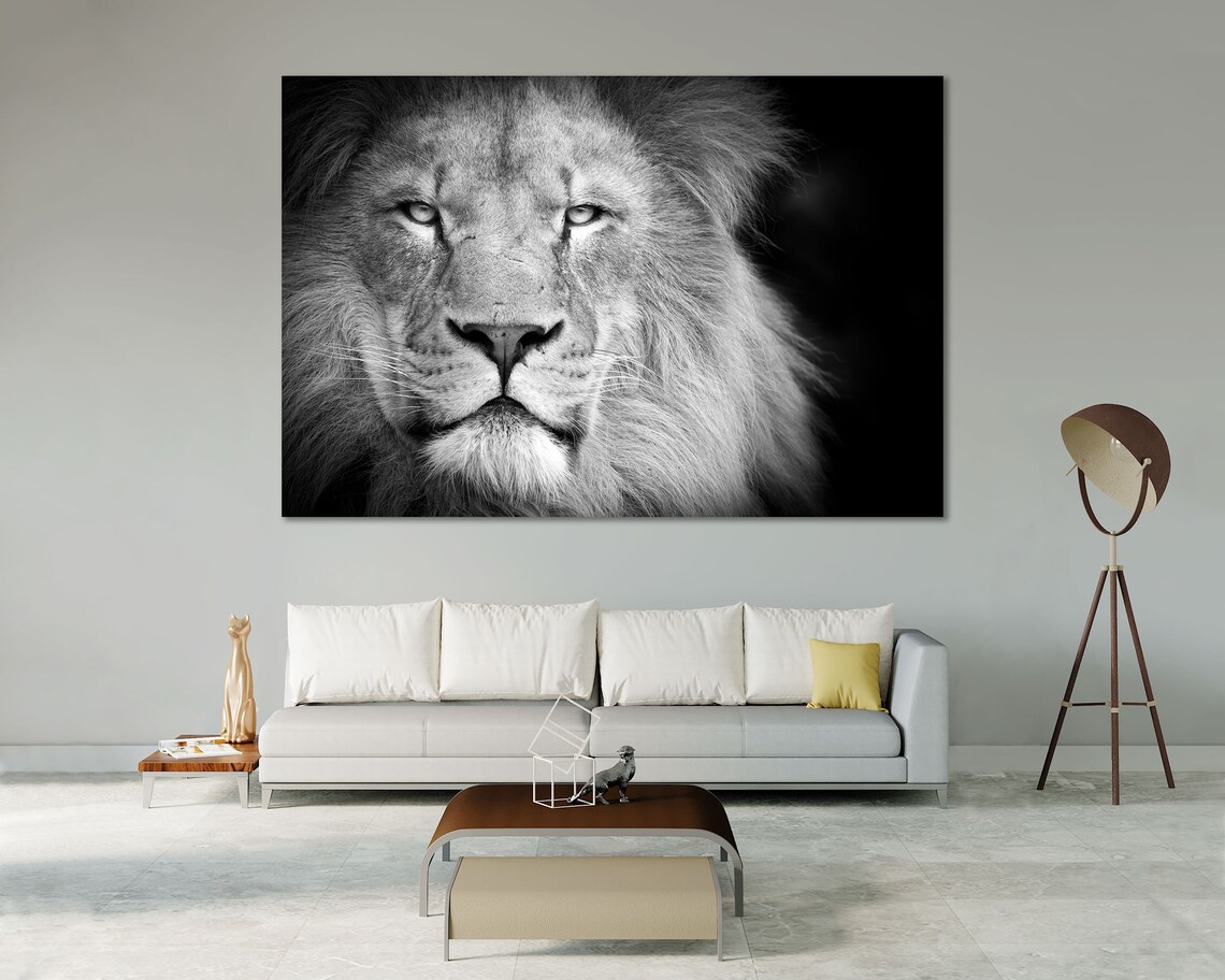 Lion Wall Art Lion Canvas Print Lion Wall Decor Lion Black & Etsy