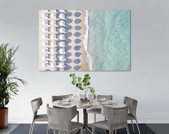 Aerial Beach Umbrella Print – Coastal Seaside Canvas Art