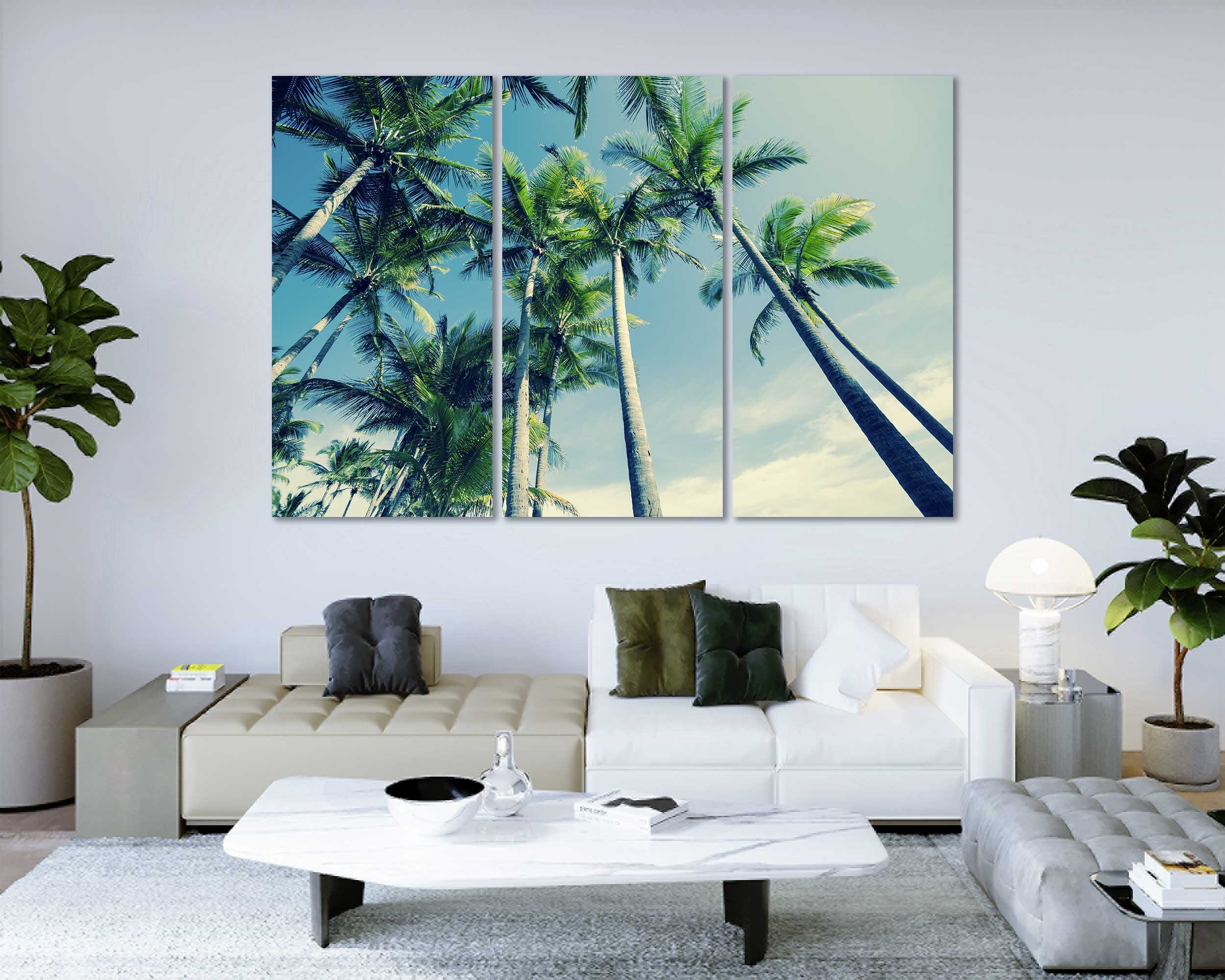 Palm Trees Pictures Decor for Home Coconut Trees Large Canvas Sets Beach Artwork Palm Trees Photo Print Decor Coconut Trees Arts