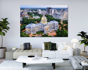 Jackson Mississippi Canvas Print: Modern Capitol Building Art