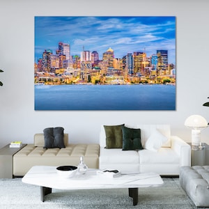 Seattle Cityscape Photography Print – Washington Skyline Wall Art | Downtown Night Poster, Urban Landscape Architecture Artwork