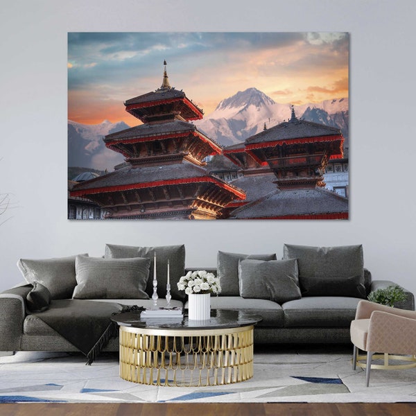 Patan Ancient City Art Home Patan Landscape Art Living Room Kathmandu Valley Contemporary Wall decor Nepal Photo Print on Canvas