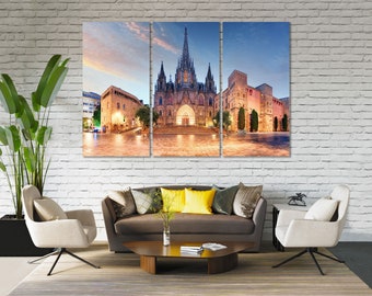 Barcelona Canvas Wall Art, Cityscape Decor for Living Room and Office