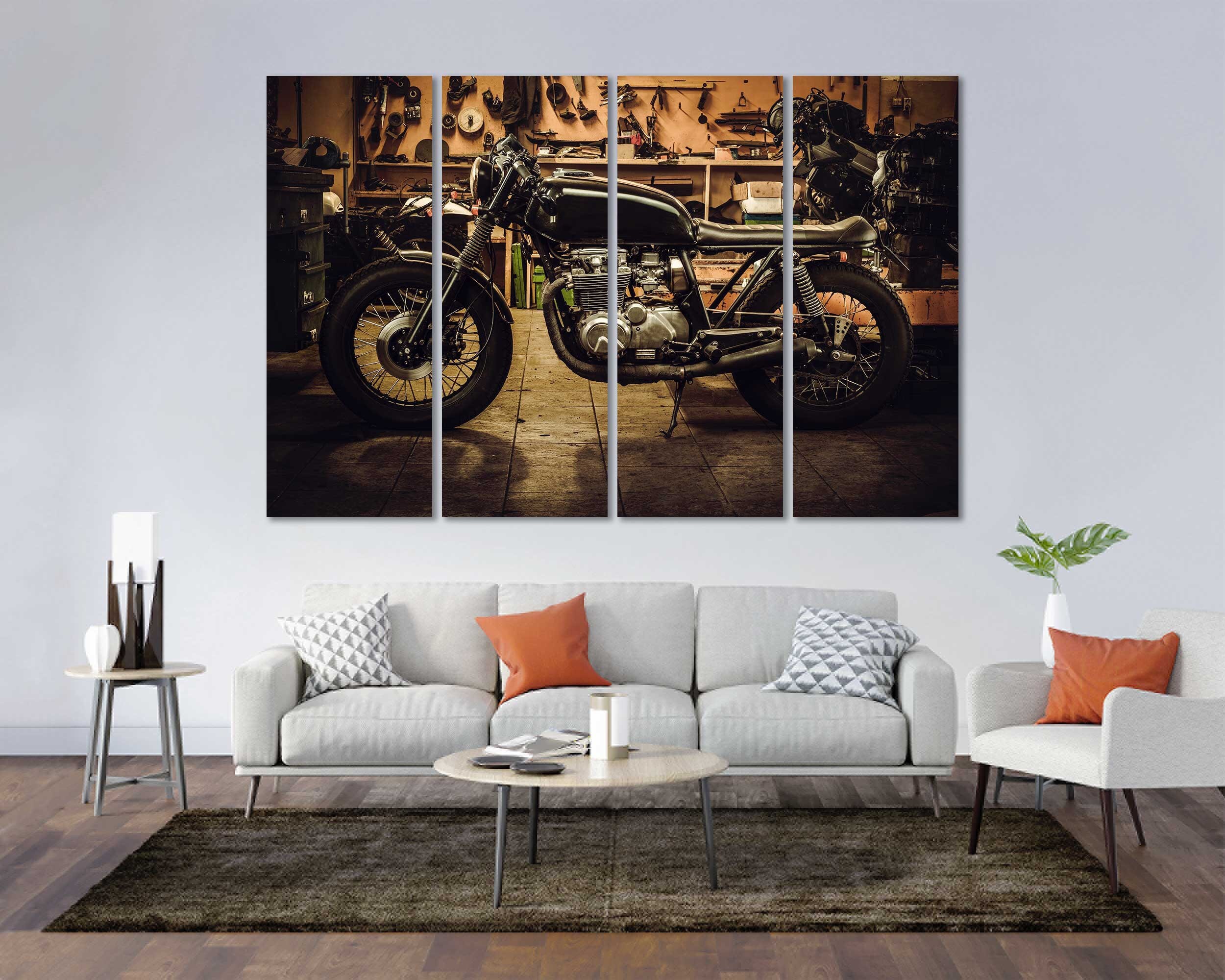 NORTH KAISER Motorcycle Metal Wall Art - Vintage Motorbike Black Wall Decor For Garage, Bedroom, Farmhouse