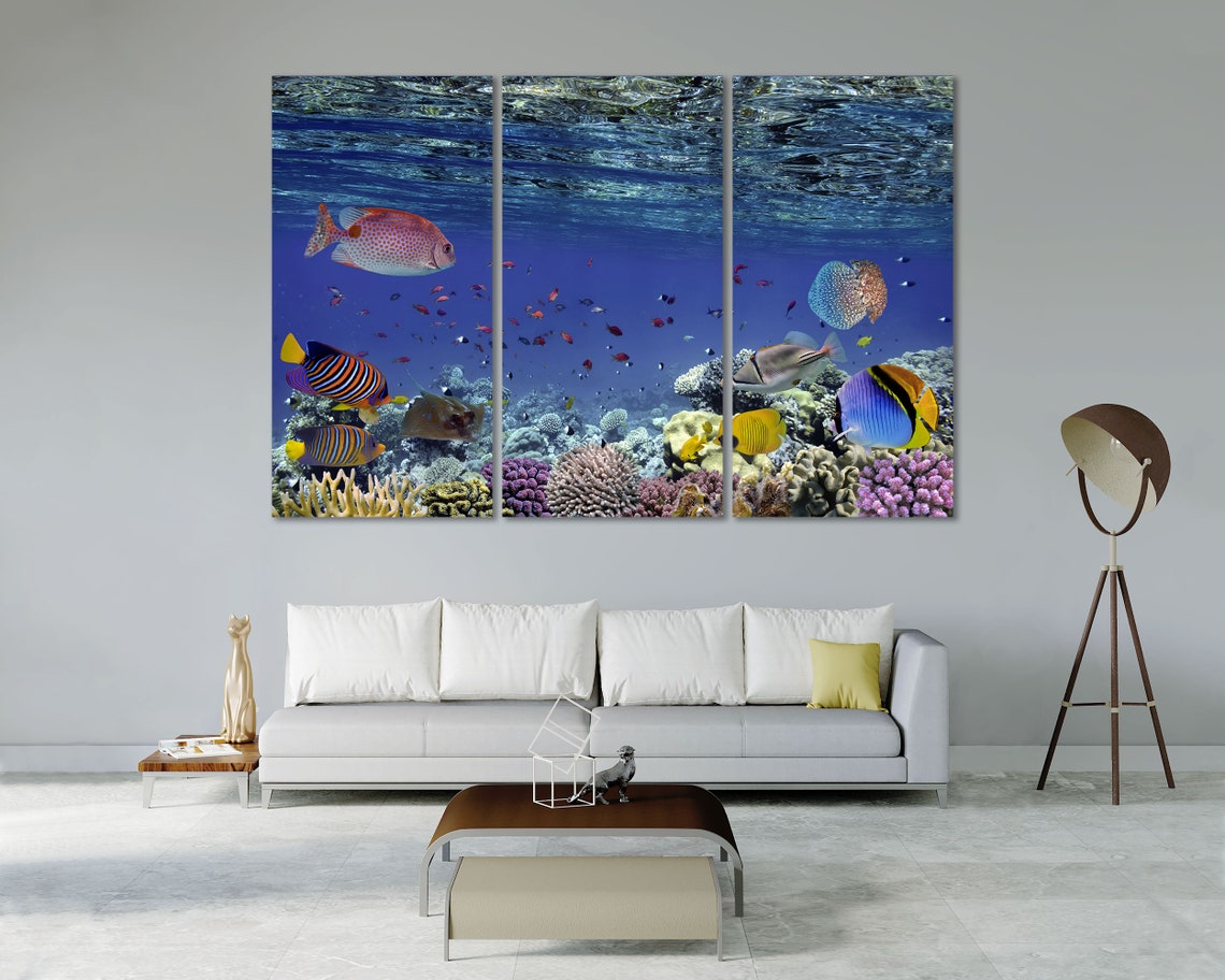 Underwater Life Canvas Sets Aquarium Beautiful Wall Art Decor | Etsy