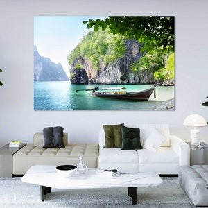 Thailand Beach Pictures for Home Tropical Beach Trendy Prints Decor Art Boat Trip Wall Arts Design Thailand Travel Artwork