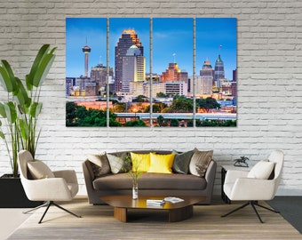 San Antonio Skyline Canvas Wall Art for Office and Living Room