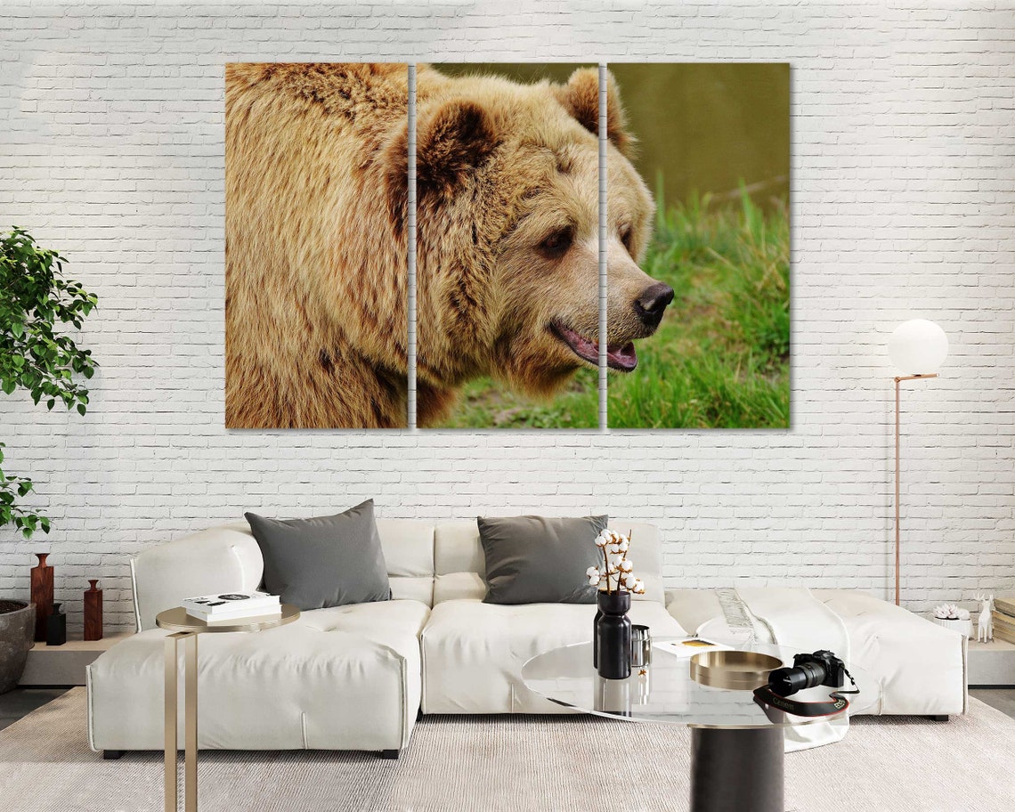 Brown Bear Large Decor For Living Room Bear Grizzly Photo | Etsy