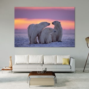 Fine Polar Bears Family Photo Print Art Polar Bears Wall Decor Painting Polar Bear Design Art For Home Polar Bears Artwork Decorations