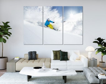 Extreme Downhill Skiing Canvas Art Set, Sports Home Decor
