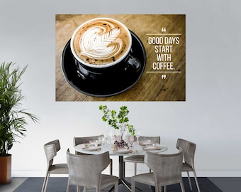 Coffee Wall Art Canvas Print for Kitchen and Dining Room