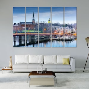 Annapolis Skyline Painting Wall Art Annapolis Creative Wall Decor Annapolis Wall Art Sets Maryland Canvas Print Maryland Framed Wall Art