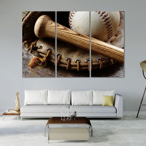 Baseball Cool Art For Wall Baseball Equipment Pictures Art Decor Ball Game Print Canvas Art Baseball Large Art Wall Baseball Painting Art