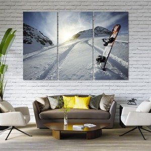 Snowboard Print Canvas Wall Art Snowboarding Wall Decor Snowboard Print Art Large Snowboard Contemporary Wall Art Winter Sport Artwork