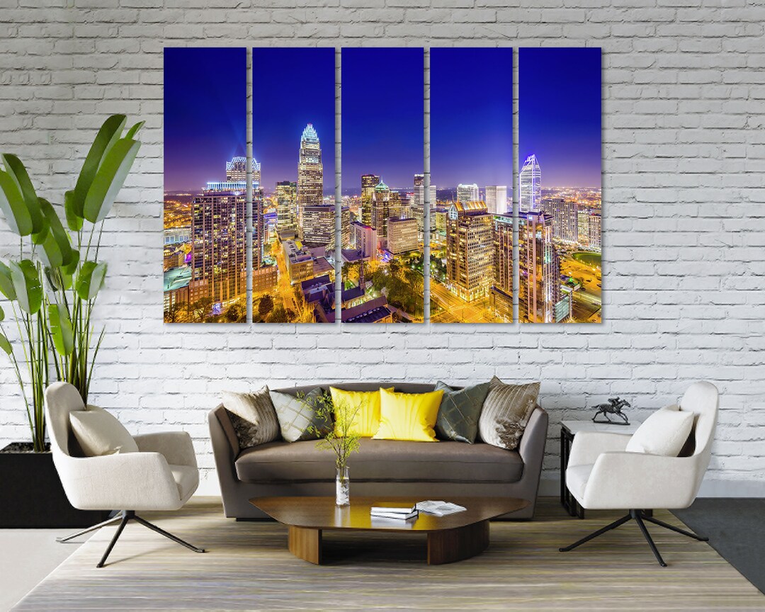 Charlotte City at Night Charlotte Photo Wall Decor Charlotte Modern Art