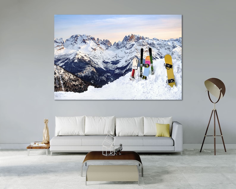 Snowboards Cool Wall Art Snow Mountains Wall Decor Etsy