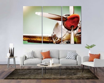 Vintage Aircraft Propeller Original Design Art for Home Airplane Propeller Art Ideas for Wall Old Aircraft Propeller Print Canvas Sets