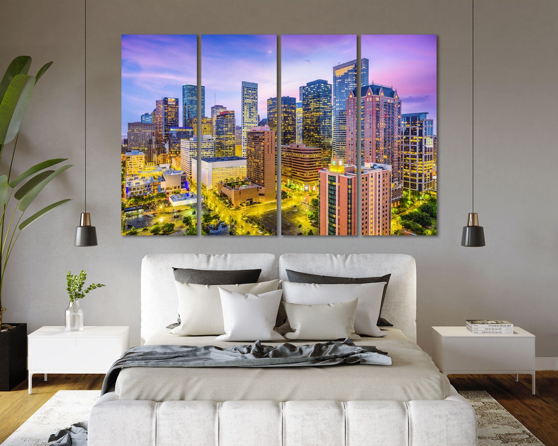 Houston Downtown Design Wall Art Houston Original Decor for Etsy