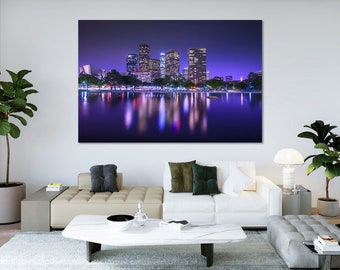 Los Angeles City Skyline Canvas Print, Purple Night