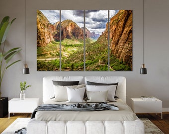 View on Zion National Park Print Canvas Art Zion Park Wall Decor Pictures Zion Nature Decor for Wall Home Park Modern Art Wall