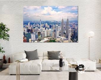 Kuala Lumpur Skyline Canvas Print, Malaysia Downtown View