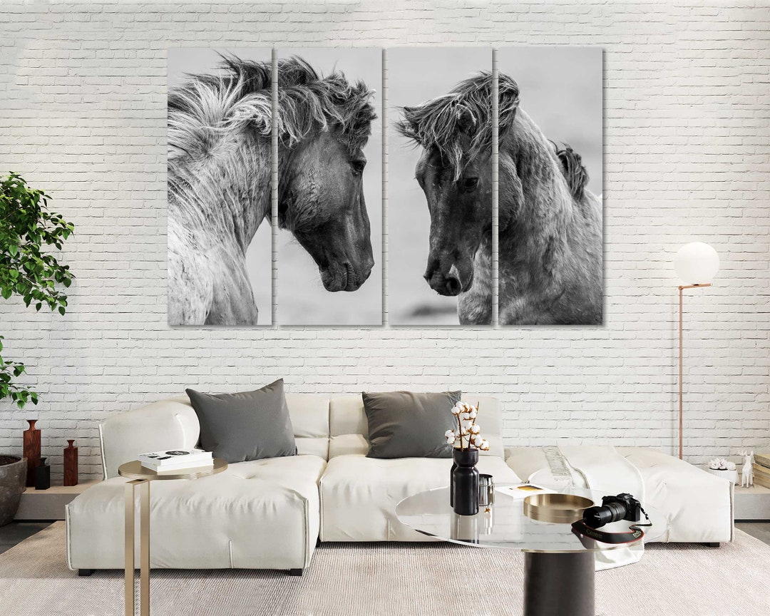 Horses Black and White Art Horses Canvas Print for Home Horse Wall ...