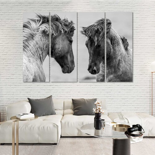 Horses Black and White Art Horses Canvas Print for Home Horse | Etsy