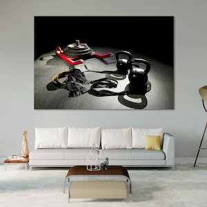 Metallgewichte auf Leinwand Kunst Coole motivierende Kunst für das Fitnessstudio Motivationsdrucke auf Holzrahmen für Geschenk Cooles großes Geschenk für einen starken Mann