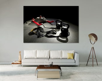 Gym Weightlifting Canvas Art Print, Motivational Home Decor