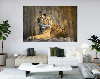 Impression d'art sur toile tigre, peinture murale tigre, décoration murale tigre, art d'intérieur mural, décoration moderne tigre, oeuvre d'art de grand félin, art d'animaux sauvages