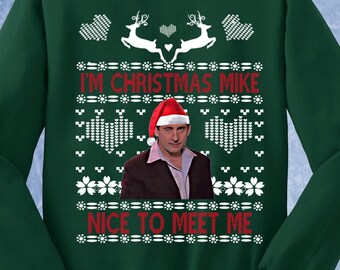 Date mike christmas michael scott the office funny ugly xmas sweater thats what she said dwight dunder mifflin Crewneck Sweater Hoodie 058
