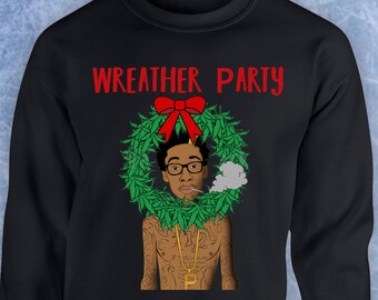 Wiz Khalifa ugly christmas sweater Taylor Gang Reefer party wreather weed joint christmas trees xmas gift rapper Crewneck Sweater Hoodie 013