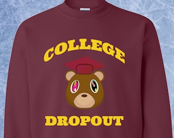 Suéter de abandono da faculdade Kanye West Yeezy Bear Ação de Graças de volta à escola Friendsgiving outono outono engraçado Tumblr Suéter de gola redonda com capuz 052